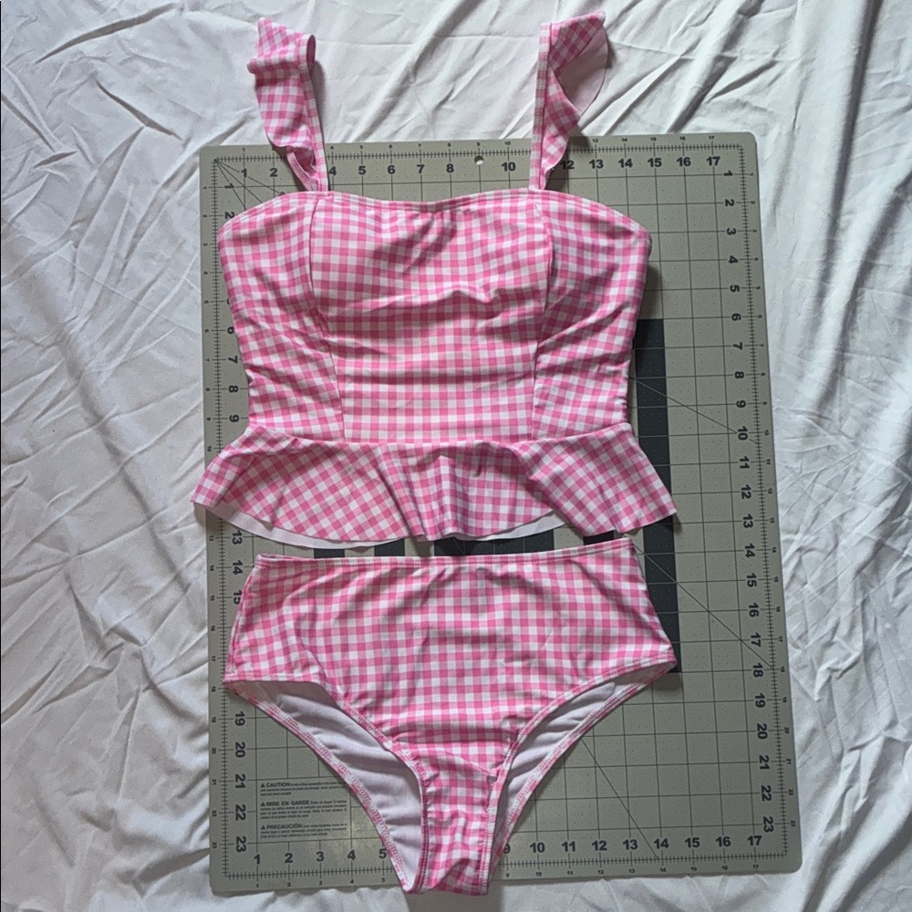 Pink Checkered Women's Bikini Set
